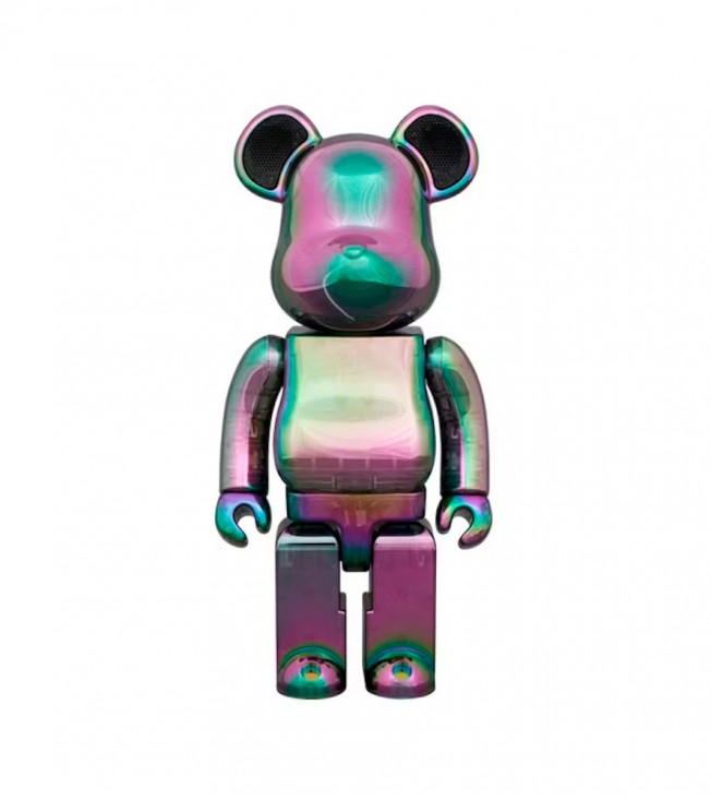 Bearbrick Audio Iridescent Portable Bluetooth Speaker 400% Black Aurora
