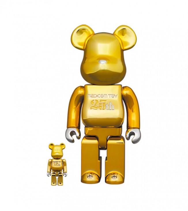 Bearbrick Medicom Toy 25th Anniversary 100% & 400% Set Gold Chrome