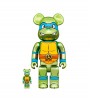 Bearbrick x Teenage Mutant Ninja Turtles Leonardo 100% & 400% Set Chrome Ver.
