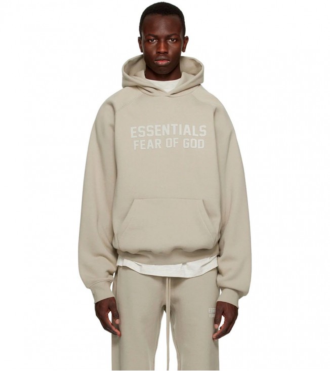Fear Of God Essentials Gray Raglan Hoodie Seal