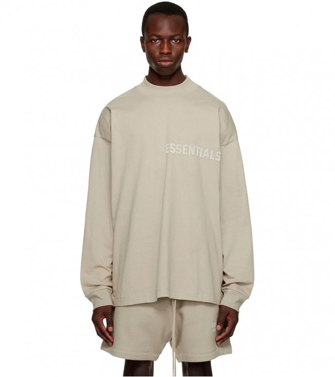 Fear Of God Essentials Gray Crewneck Long Sleeve T-Shirt Seal