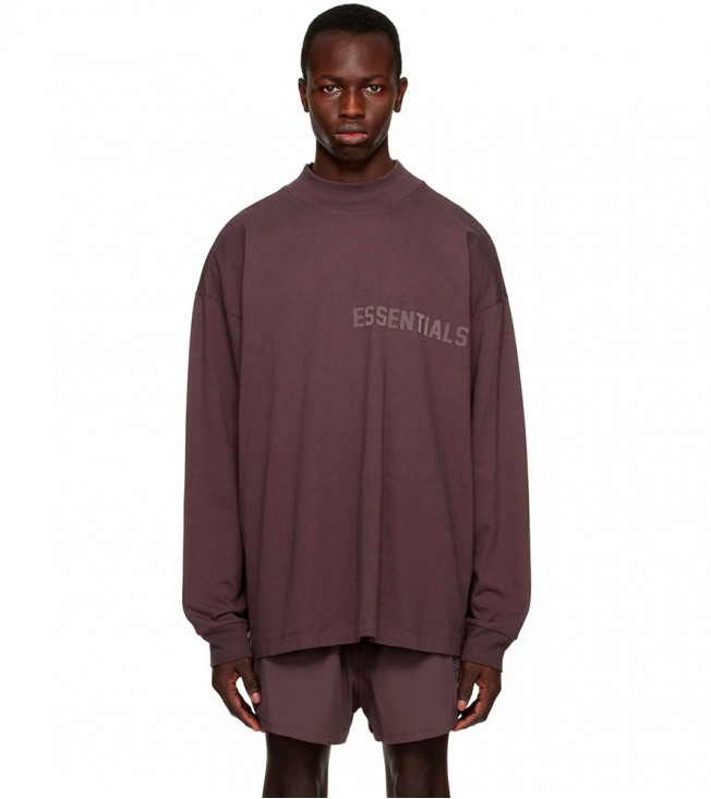 Fear Of God Essentials Purple Crewneck Long Sleeve T-Shirt Plum