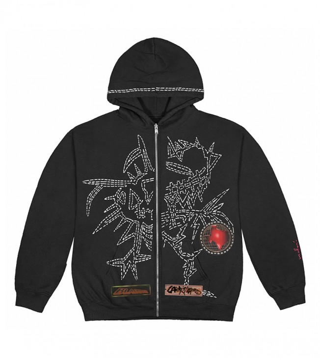 Travis Scott Blackout Zip Up Hoodie Black