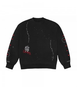 Travis Scott Stitched Crewneck Black