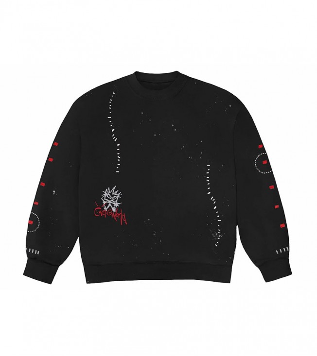 Travis Scott Stitched Crewneck Black