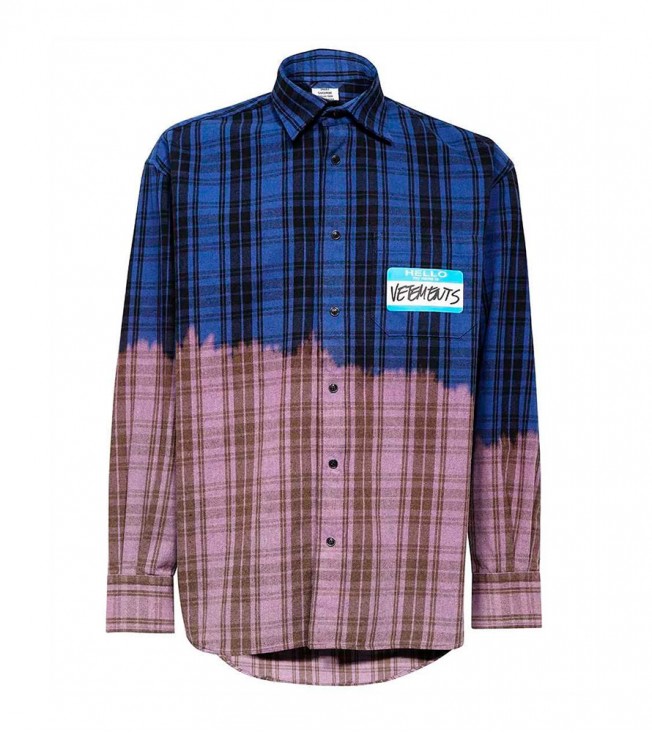 Vetements Bleached My Name Is Vetements Flannel Shirt 1887 Flannel Blue