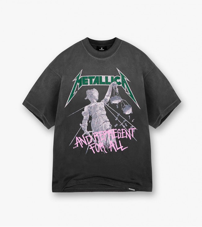 Represent X Metallica Justice T-shirt Stained Black