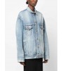 Balenciaga Large Fit Grafitti Denim Jacket Blue