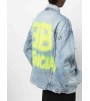 Balenciaga Large Fit Grafitti Denim Jacket Blue