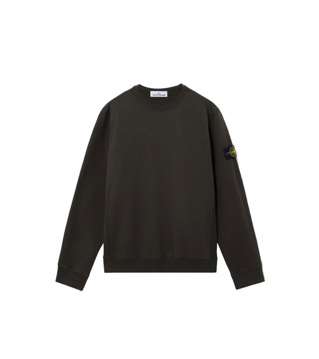 Stone Island Logo Patch Fleece Sweatshirt Dark Grey