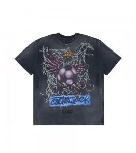 Футболка Travis Scott x FC Barcelona Washed Spray Logo Black