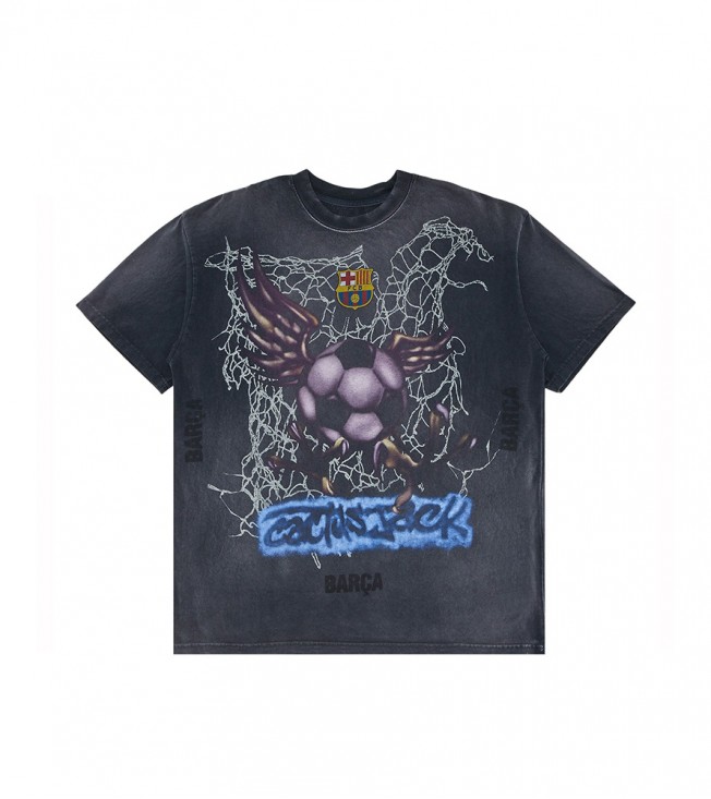 Футболка Travis Scott x FC Barcelona Washed Spray Logo Black