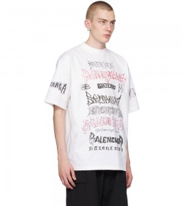 Balenciaga Diy Metal Logo Large Fit T-shirt White - Фото №2