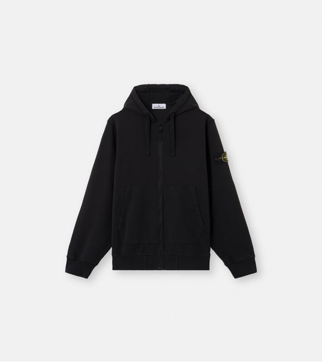 Stone Island Logo Patch Zip Black