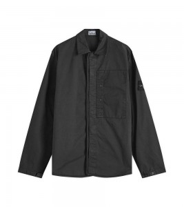 Stone Island Supima Cotton Twill Stretch-tc Overshirt Jacket Black