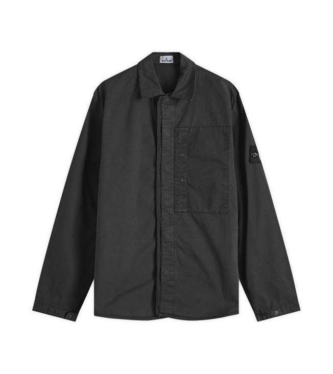 Stone Island Supima Cotton Twill Stretch-tc Overshirt Jacket Black