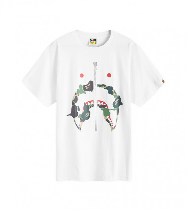 Bape Abc Camo Rebuild Shark T-shirt White