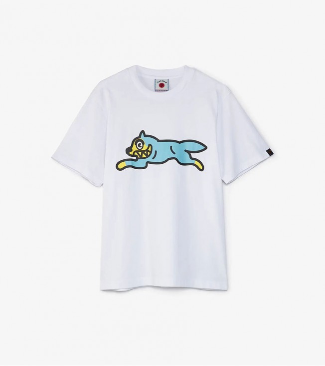 Icecream Running Dog T-shirt White Blue