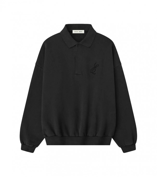 Fear Of God Essentials Classic Polo Sweatshirt Vintage Black
