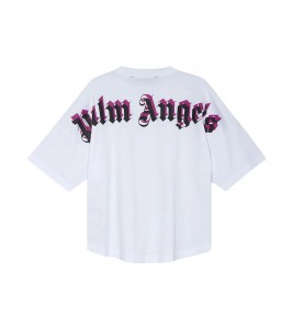 Palm Angels Doubled Allover Fuchsia White Tee - ???? ?20