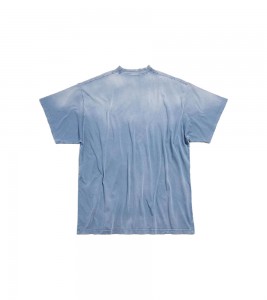 Balenciaga Blue Paris Logo Oversized Tee - Фото №2