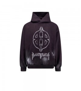 Balenciaga Bb Metal Logo Hoodie Black