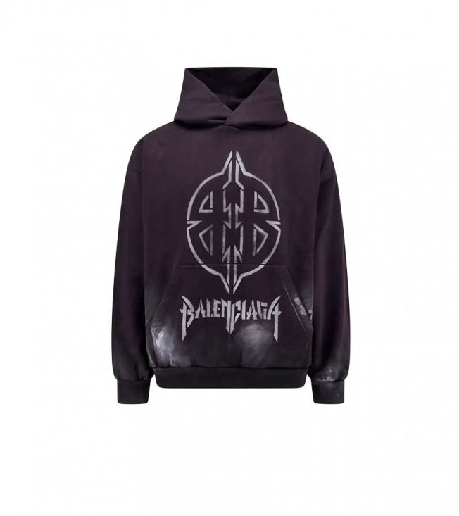 Balenciaga Bb Metal Logo Hoodie Black