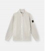 Stone Island Organic Cotton Fleece Full Zip Sweatshirt Pearl Grey