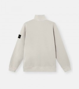 Stone Island Organic Cotton Fleece Full Zip Sweatshirt Pearl Grey - ???? ?20