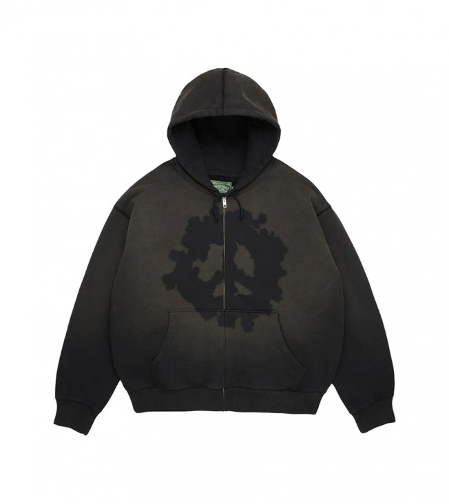 Denim Tears Peace Wreath Knockout Zip Hoodie Black