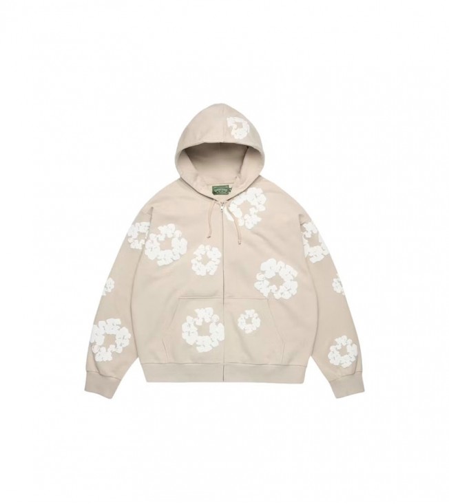 Denim Tears Cotton Wreath Zip Hoodie Cream