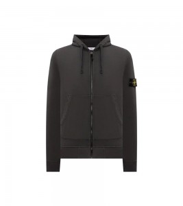 Stone Island Organic Premium Zip Hoodie Dark Grey