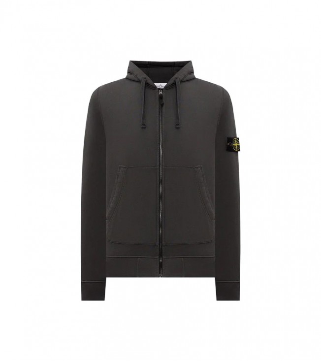 Stone Island Organic Premium Zip Hoodie Dark Grey