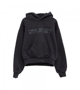 Fear Of God Essentials Cropped Hoodie Vintage Black