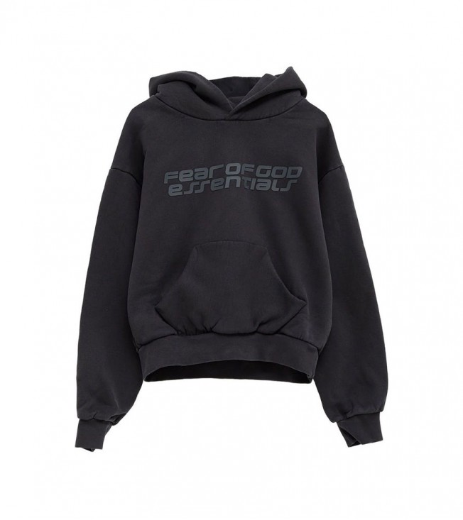 Fear Of God Essentials Cropped Hoodie Vintage Black
