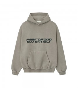 Fear Of God Essentials Heavy Fleece 90s Hoodie Smoke Grey