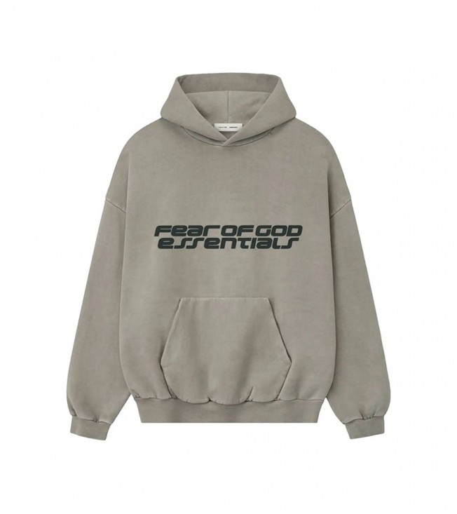Fear Of God Essentials Heavy Fleece 90s Hoodie Smoke Grey