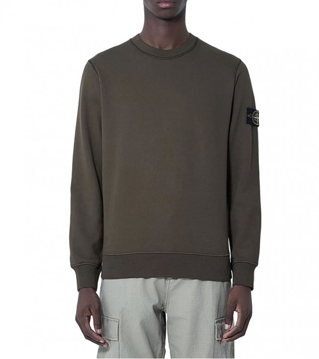 Stone Island Logo Patch Sweatshirt Olive