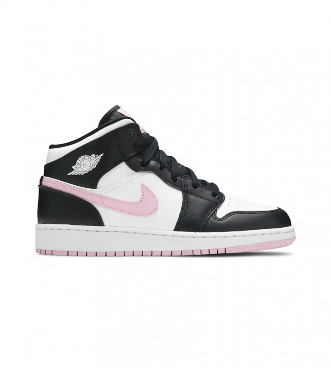 Кроссовки Air Jordan 1 Mid White Black Light Arctic Pink GS