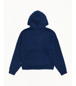 Свитер Stussy Waffle Cashmere Zip Hood Sweater Navy - Фото №2
