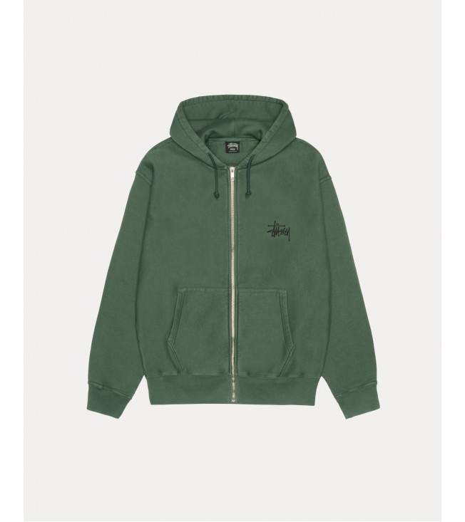 Худи Stussy Basic Zip Hoodie Pigment Dyed Pine