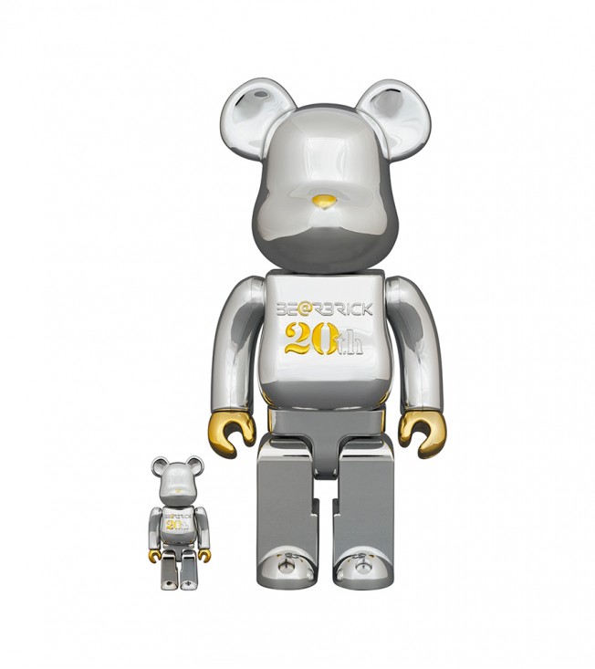 Bearbrick 20th Anniversary 100% & 400% Gold & Silver Chrome
