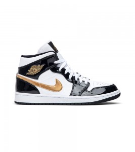 Кроссовки Air Jordan 1 Mid Patent Black Gold