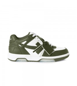 OFF-WHITE Out Of Office OOO Low Tops Military Green White