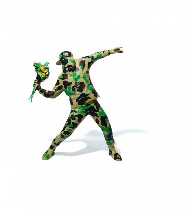 BAPE x Banksy Brandalism Flower Bomber Sculpture Green