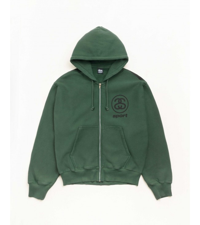 Худи Stussy Link Sport Zip Hoodie Garment Dyed Pine
