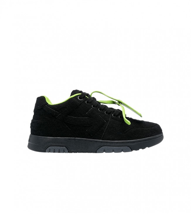 OFF-WHITE Out Of Office "OOO" Low Tops Black Green Wool