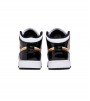 Кроссовки Air Jordan 1 Mid Patent Black White Gold GS