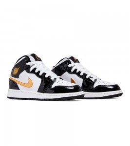 Кроссовки Air Jordan 1 Mid Patent Black White Gold GS - ???? ?20
