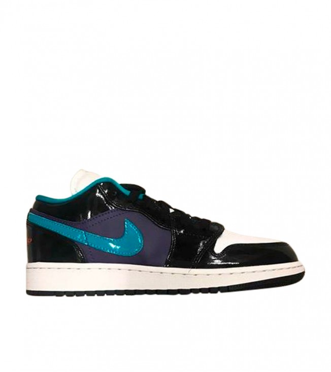 Кроссовки Air Jordan 1 Low Black Court Purple Turbo Green GS